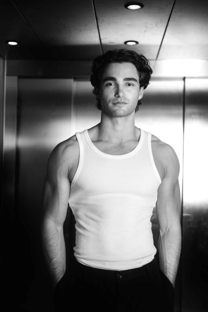 Swiss model Pascal in front of the camera inside the 260qm studio lift in Schönenwerd