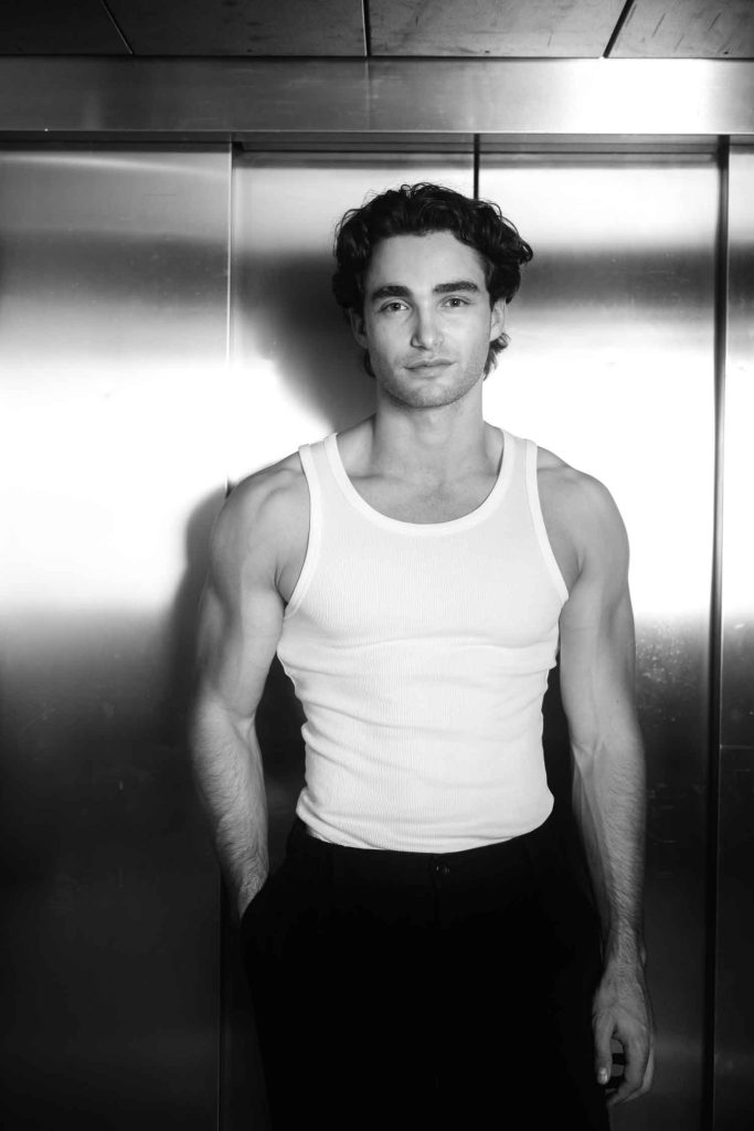 Swiss model Pascal in front of the camera inside the 260qm studio lift in Schönenwerd